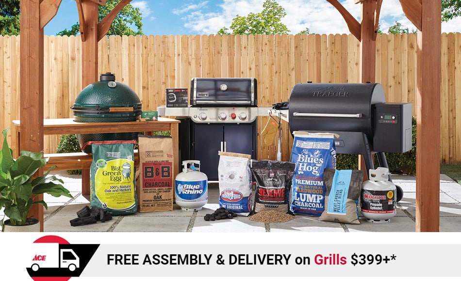 Ace Rewards members get free assembly and free delivery of any grill $399+ - find out more.